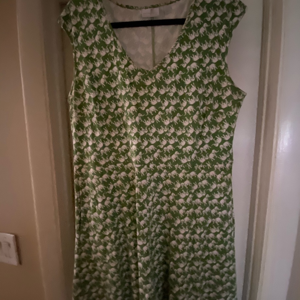 Sleeveless cotton elephant print dress